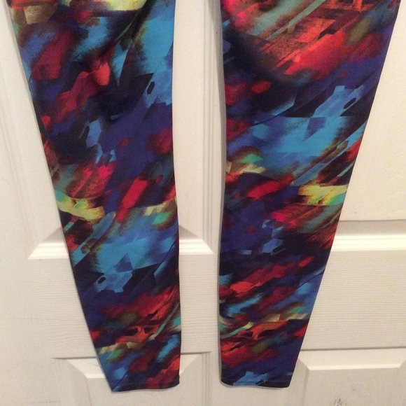 Athleta Colorburst Sonar Tight Leggings S Blue Red Orange Yellow Purple - Picture 9 of 11